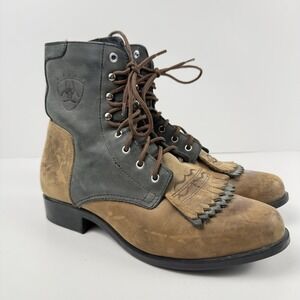 Ariat Boots Womens 7.5 Brown Western Ropers Lace Up Leather Rodeo Cowboy Ranch